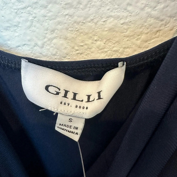 NWT GILLI navy blue jumpsuit with bow tie cinched waist cropped‎ small - Picture 4 of 10